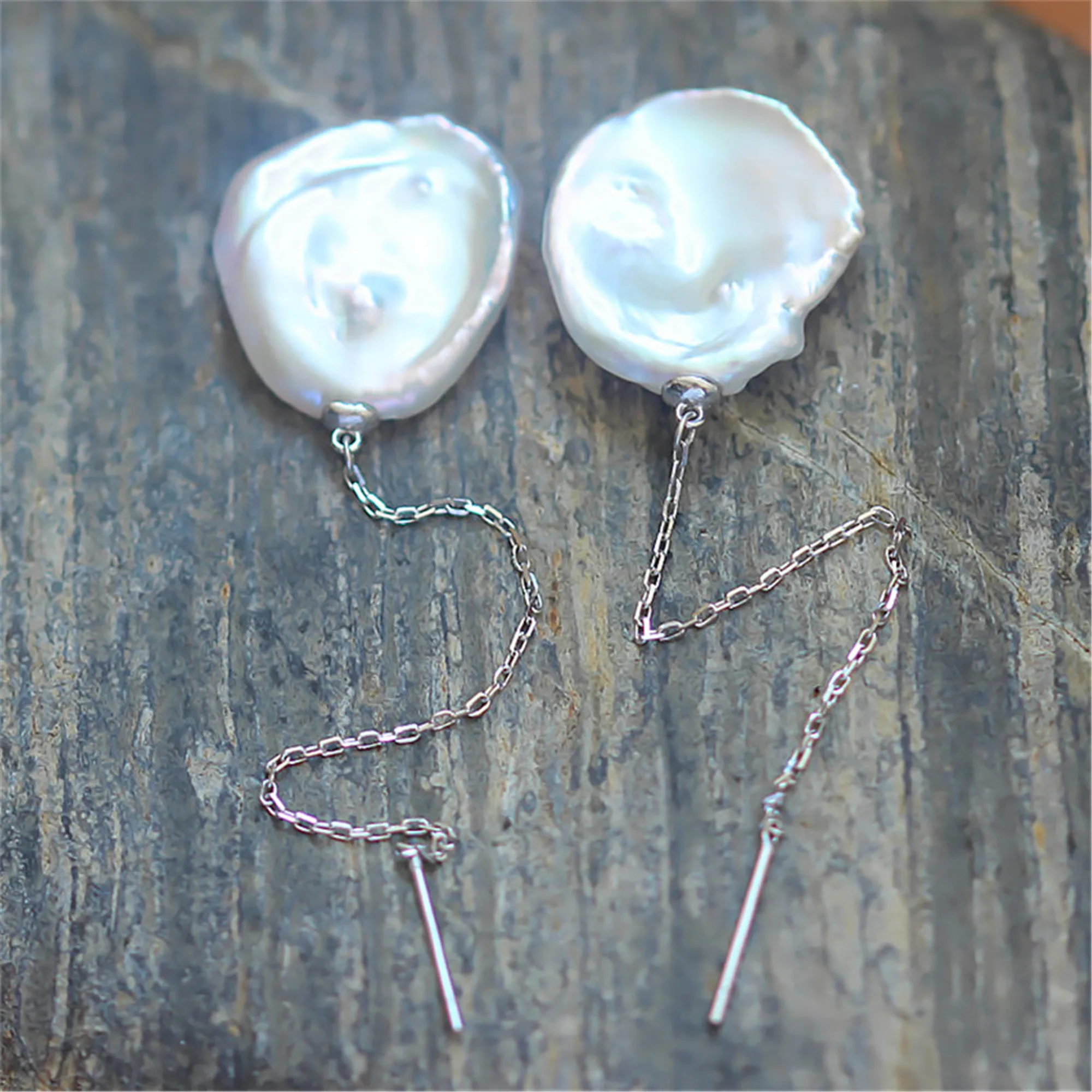 

Handmade huge white Baroque South Sea pearl earring Party Meisje Dangle Dangling Women