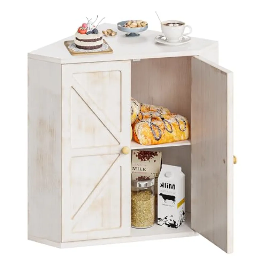 

Corner Bread Box for Kitchen Counter Double Layer Bamboo Bread Storage Container Large Capacity Bread Storage Bin Farmhouse Bre