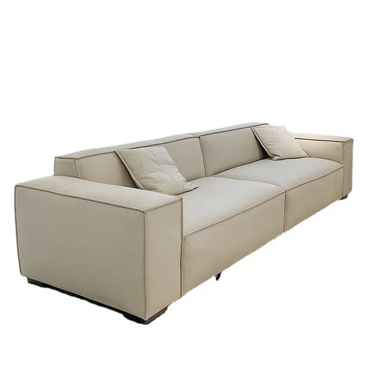 

Italian minimalist living room size apartment sofa combination three people straight row Internet celebrity modern leather sofa
