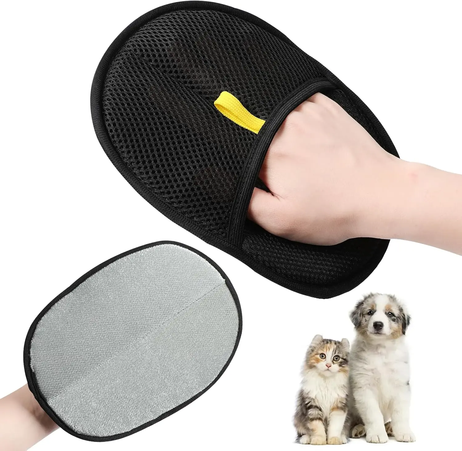 

Pets Double Sided Grooming Glove, Pet Hair Remover Gloves for Dog & Cat, Versatile Grooming Gloves for Washing