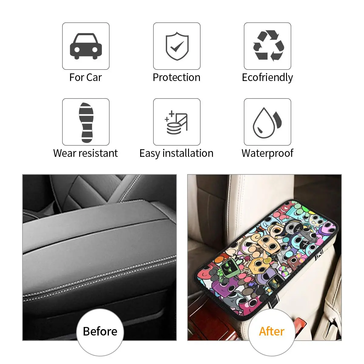 وسادة غطاء مسند الذراع العالمية من Dandys World Game لوحدة التحكم المركزية للسيارة، ملحقات ديكور السيارة مناسبة لمعظم السيارات #4