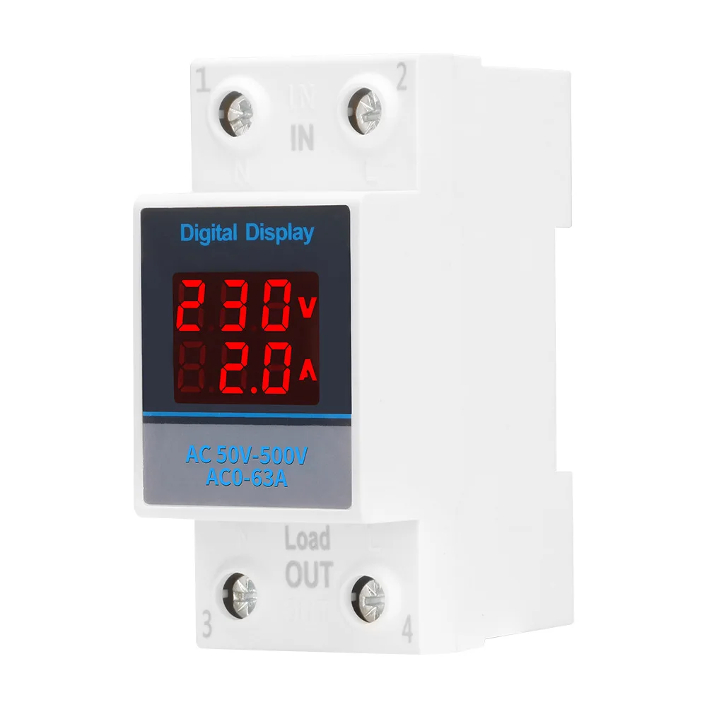 

AC50-500V Single Phase Ammeter Voltage Meter Measuring Modular Voltmeter Gauge Current Indicator Volt Amp Monitor 35mm Din Rail