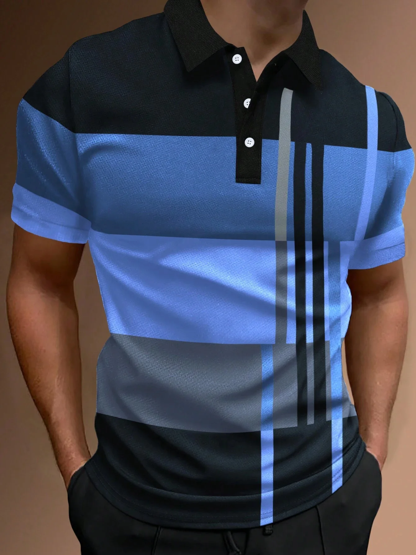 2024 Fashion Striped Print Polo Shirt Summer Men Vintage Clothing High Quality Casual Tops Tees Fashion Button Lapel Camiseta