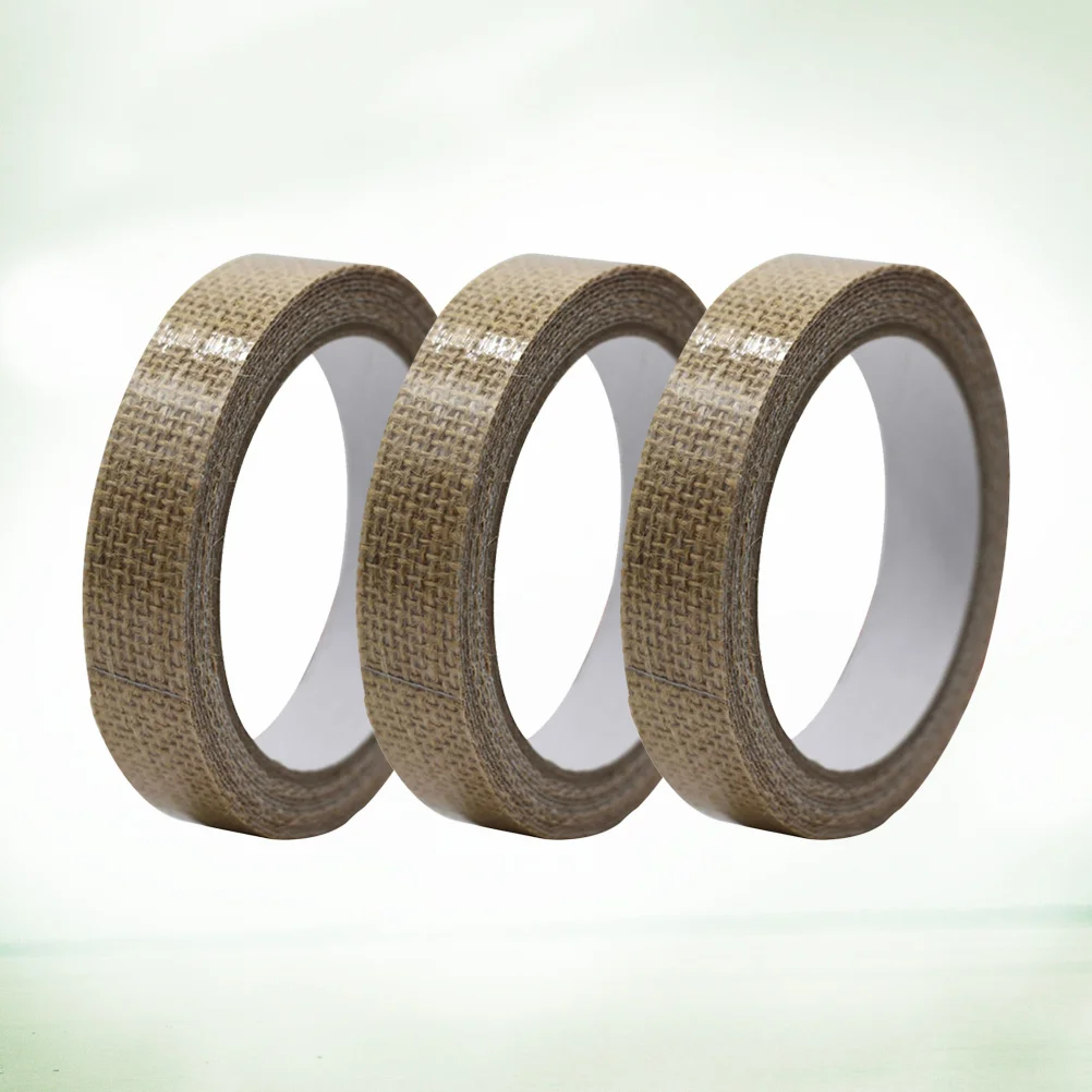 

3Pcs 2Cm Linen Trim Ribbon Sticky Craft Tape for Journals Diaries Cards Gifts Embellishment Decorative Scrapbooking Supplies