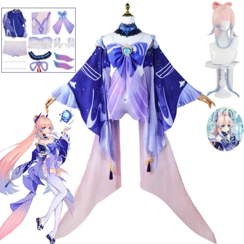 Sangonomiya Kokomi Cosplay Genshin Costume Chinese Style Uniform Set Halloween Party Anime Show Performance Costume