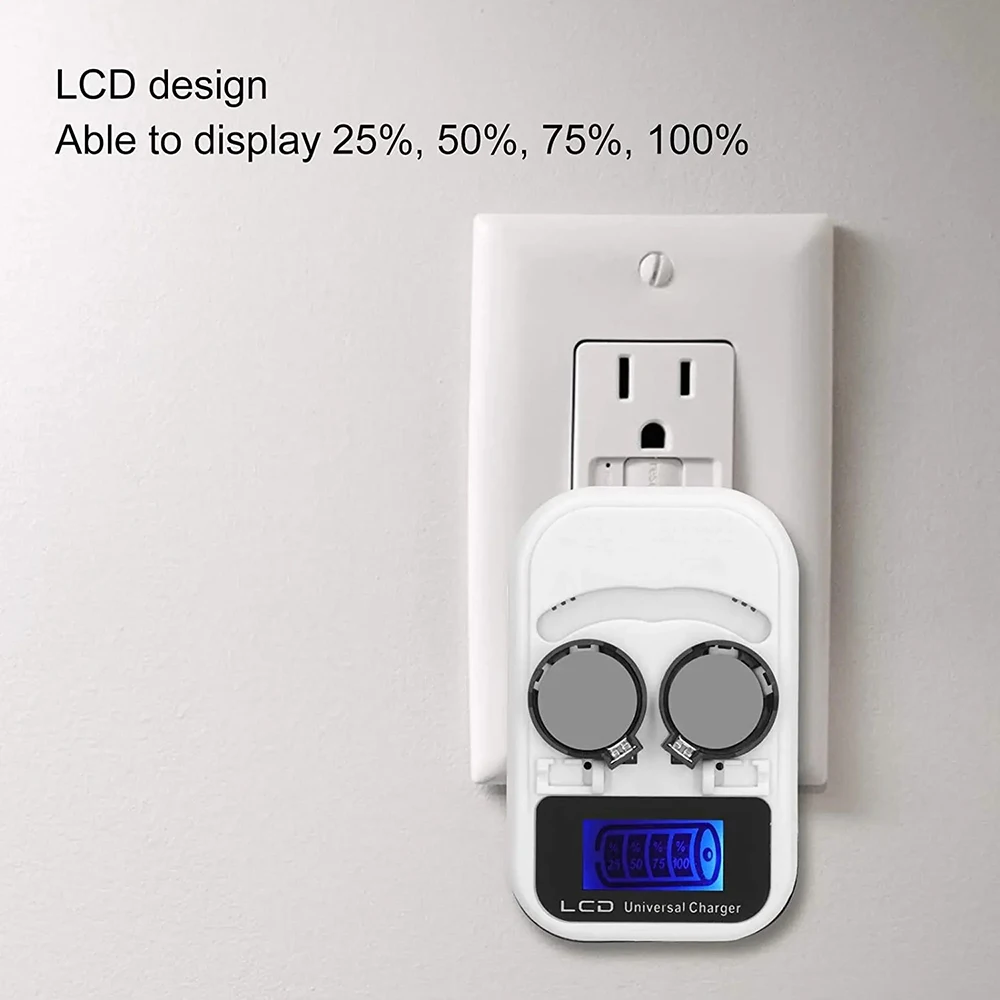 Tela LCD inteligente Botão Carregador de Bateria Recarga para LIR2016/2025/2032/ML2016/2025/ML2032 Carga 2 Slot UE/EUA Plug