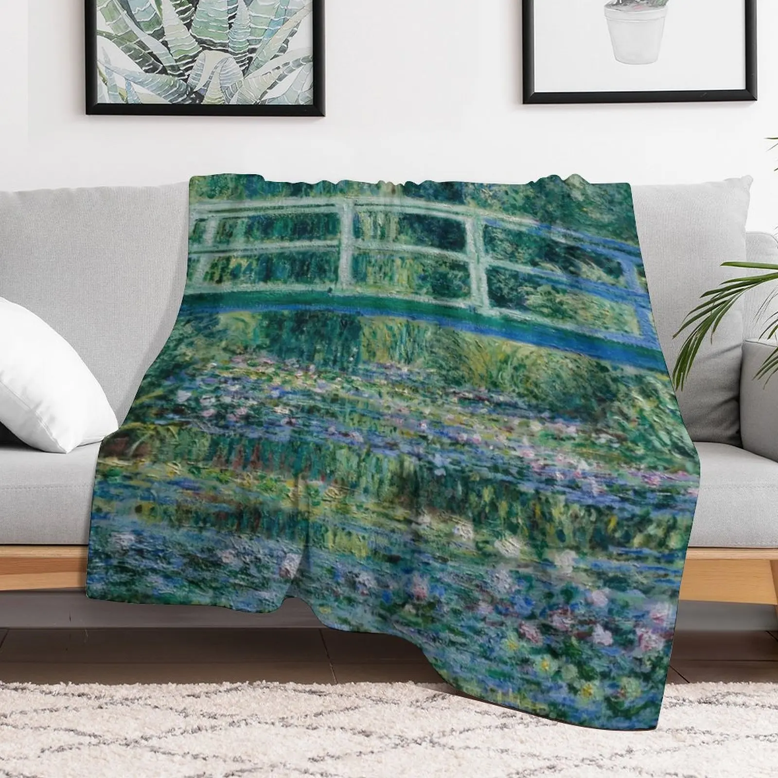 Claude Monet - Water Lilies and Japanese Bridge Throw Blanket Winter beds Tourist Loose Blankets