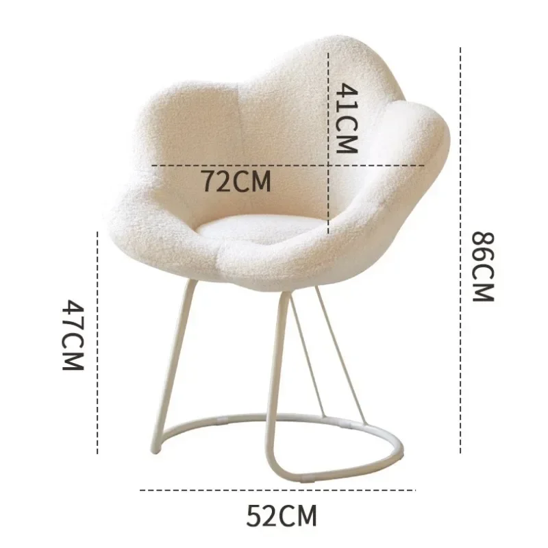 Cute White Back Vanity Chair Spinning Fluffy Wheels Adjustable Stool Vanity Chair Modern Metal Petit Meuble Nordic Furniture