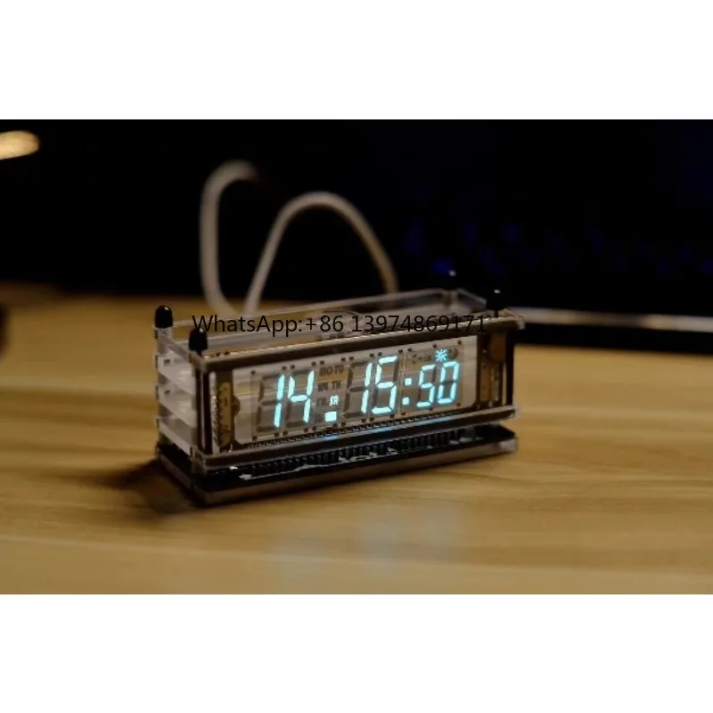 Electronic Digital Desk Clock Calendar VFD Screen Alarm Clock Fluorescent Digital Font Self-luminous Luminous Creative Table Top