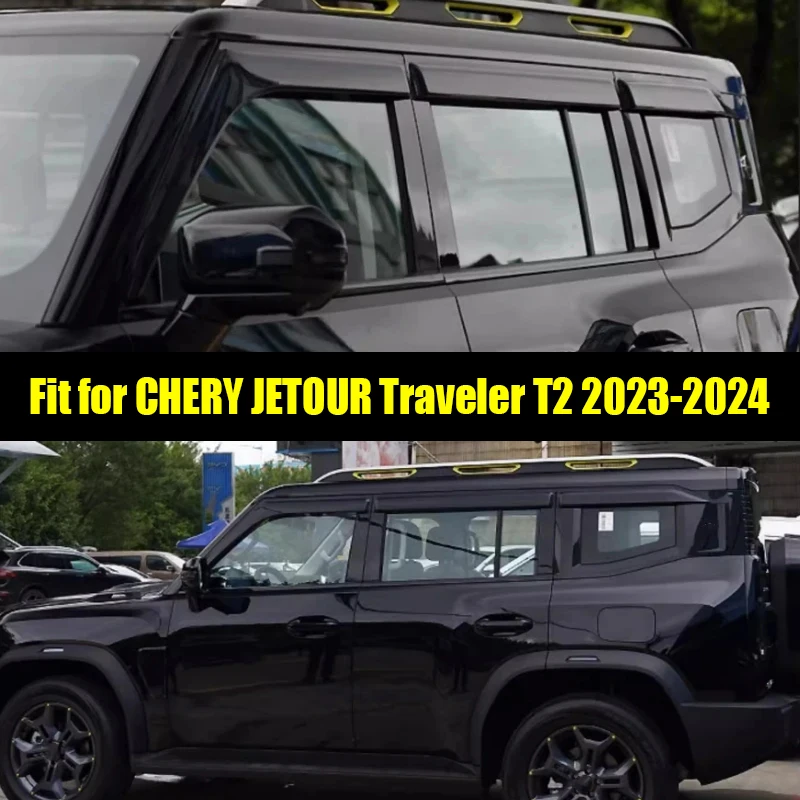 

Suitable for CHERY JETOUR Traveler T2 2023 2024 Original Titanium Black Rain Eyebrow Window Rain Shield Car Exterior Trim Parts