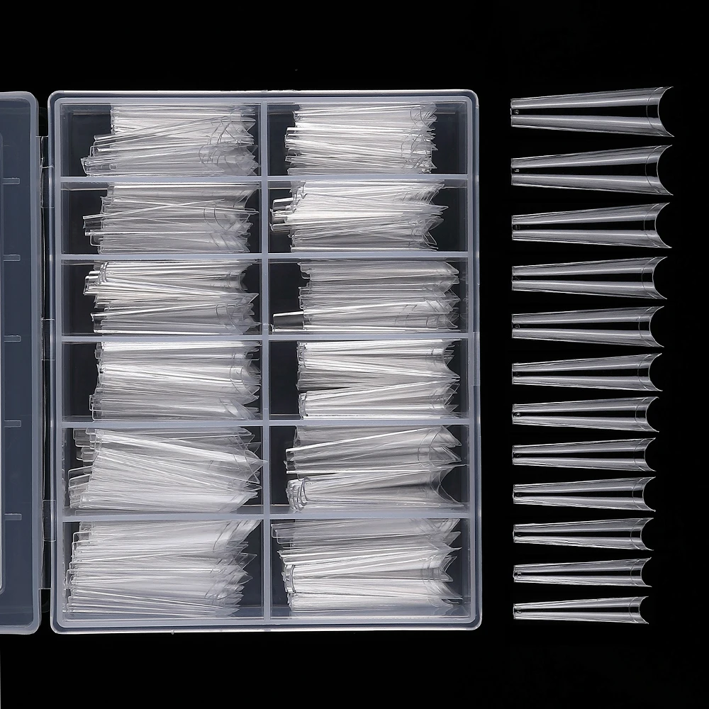 240PCS/Box False Nail Tips Square Straight Extra Long Half Cover Nails Artificial Acrylic False Nail Tips Press On Manicure Tool