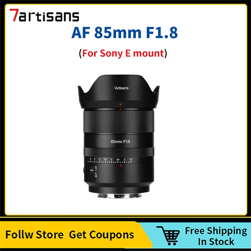 7artisans AF 85mm F1.8 Sony E-Mount Full Frame Medium Telephoto Portrait Large Aperture Lens for A7R A7R4 A7C A7III A660 Cameras