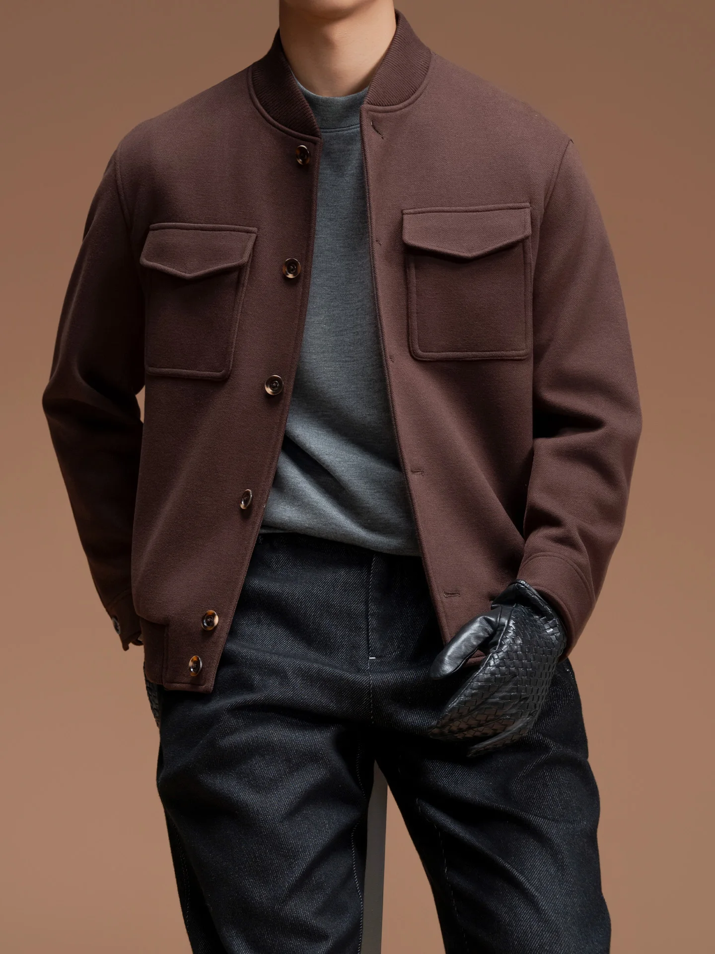 سترة رجالية جديدة للربيع والخريف، سترة كاجوال خفيفة فاخرة وبسيطة بياقة واقفة