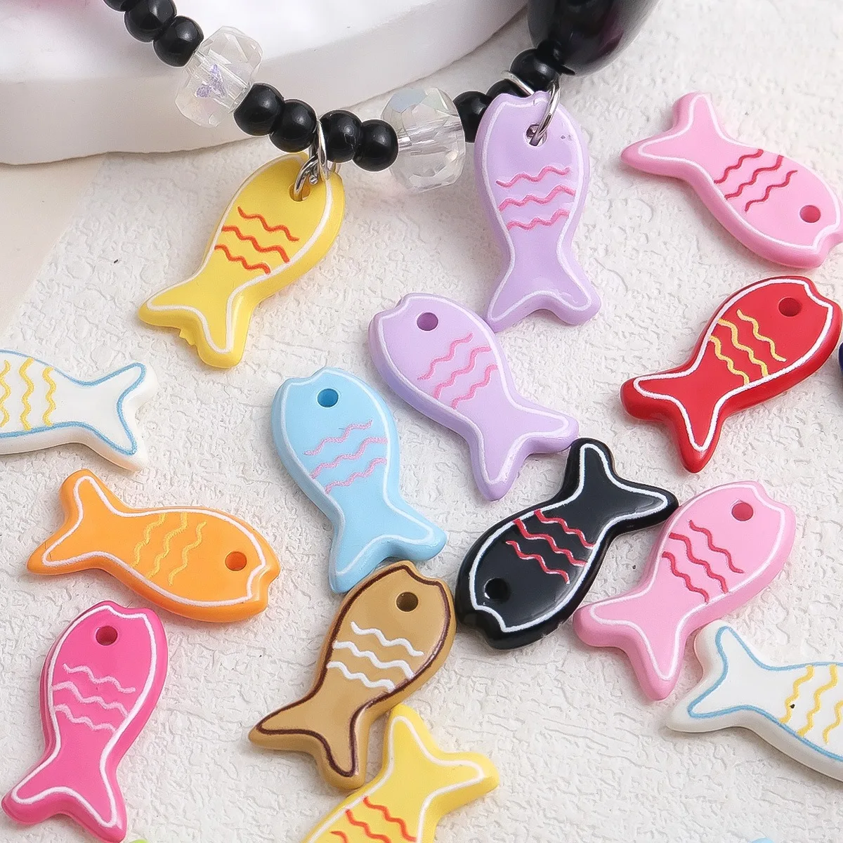 20Pcs Cute Fish Resin Pendants Charms DIY Handmade Jewelry Making Accessories for Bracelets Necklaces Key Chains Craft Supplies