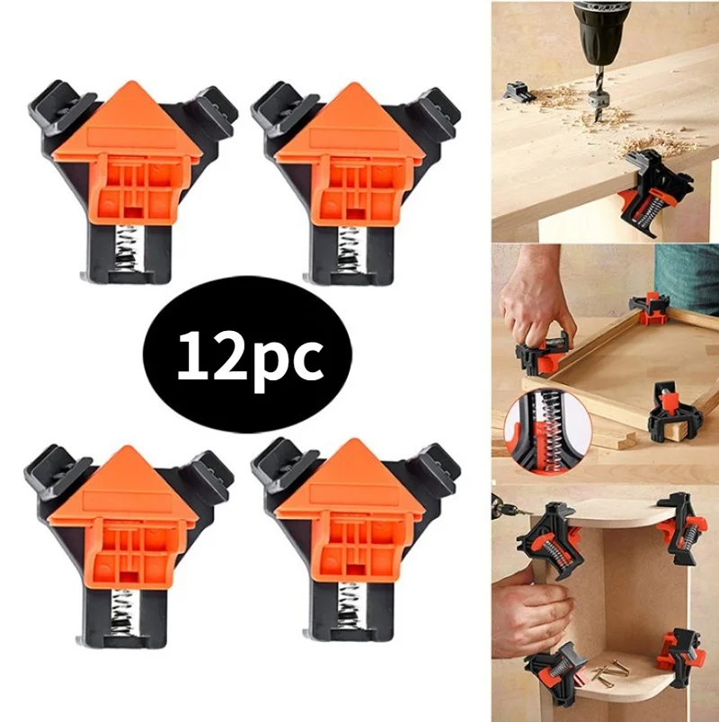 

12PCS Clamp Set 60/90/120 Degrees Corner Clamp Wood Angle Clamps Woodworking Frame Clamp Corner Holder Woodworking Hand Tool