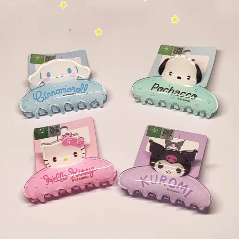 

Kawaii Sanrio Hello Kitty Cinnamoroll Cartoon Girly Hair Clips Summer Hair Accessories Portable High Appearance Level Girl Gifts
