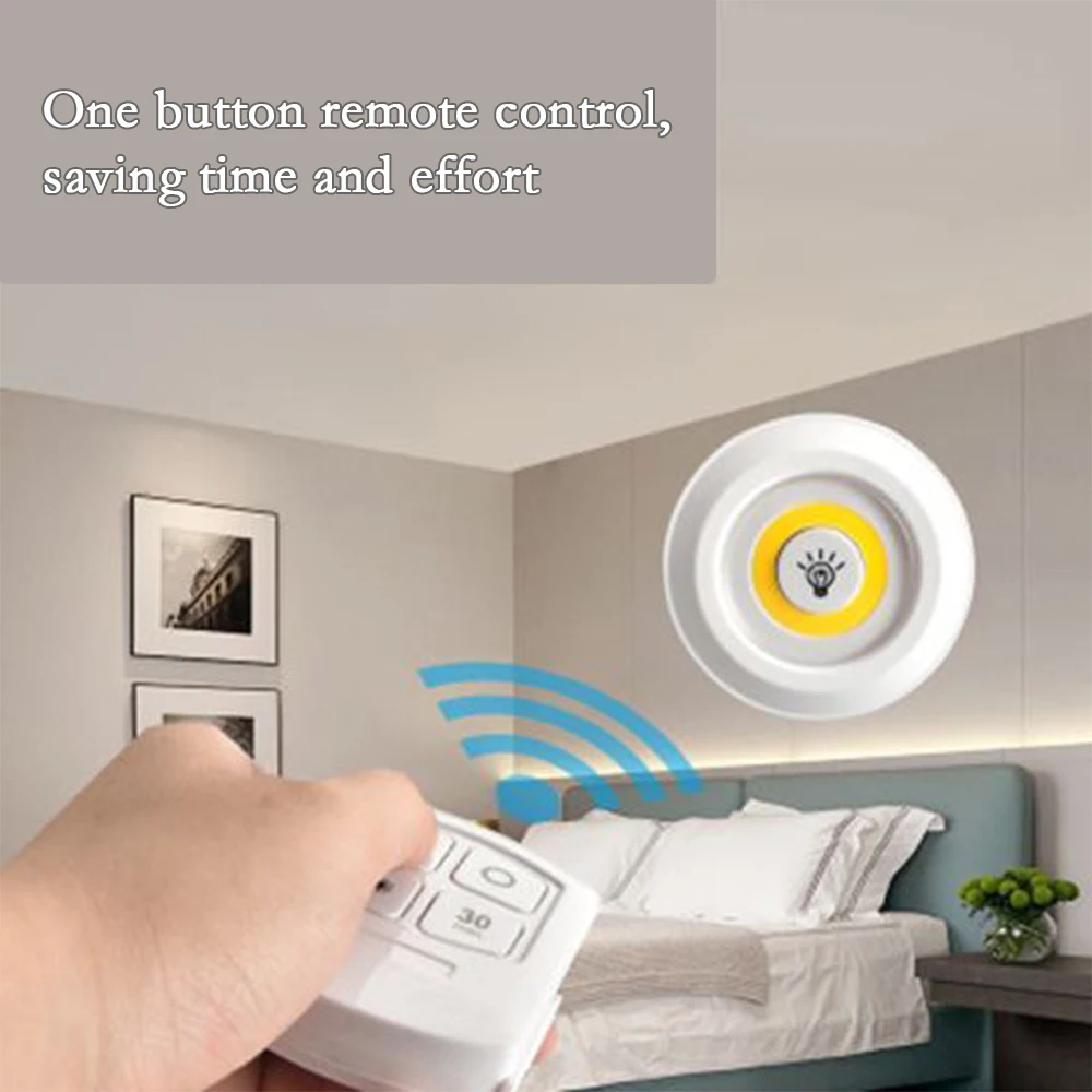 3W Super Bright Cob Under Cabinet Light LED Wireless Remote Control Dimmable Wardrobe Night Lamp For Bedroom Kitchen Nightlight