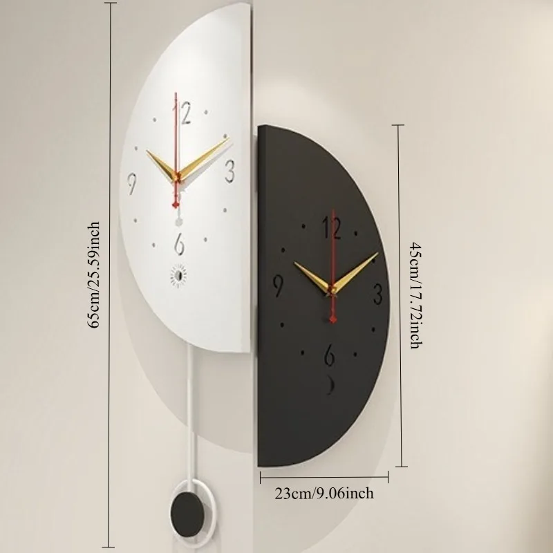 Unique Design Double Side Living Room Wall Clocks Pendulum Noiseless Modern Nordic Simple Bedroom Wall Watch Home Decoration