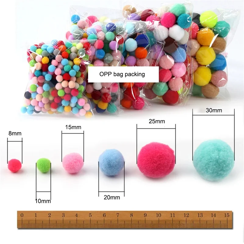 Mini Fluffy Soft Pom Pom 10/15/20/25/30mm Pompom Fur Ball Handmade Kids Toys Wedding Christmas Decor DIY Sewing Craft Supplies