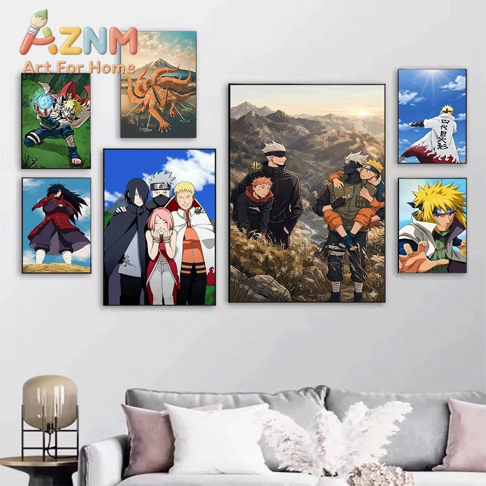 Anime Naruto Canvas Wall Art Young Naruto And Sasuke Rasengan Chidori Poster Unframed Canvas Painting Bedroom Living Room Home