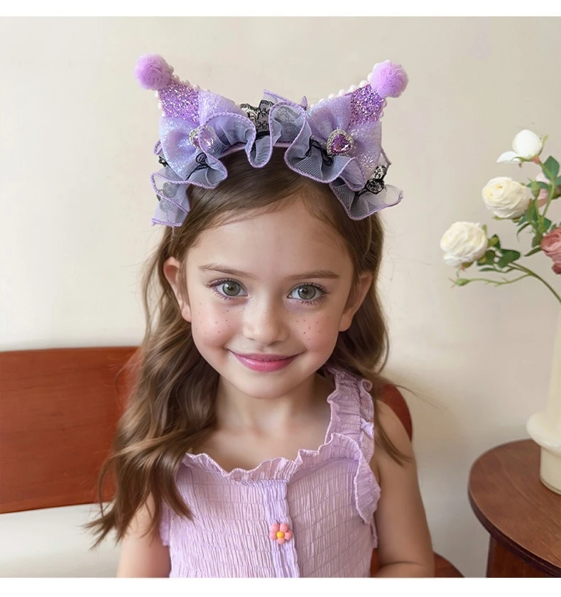 Kuromi Crown Headband Party Headwear Amusement Park Hair Hoop Fish Scale Sequin Birthday Headband Diamond DIY Decoration