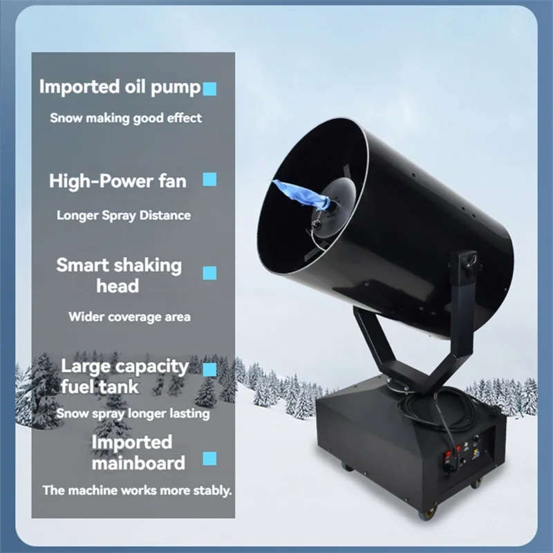 120/360 ° Shaking Head Snow Machine 3000W Outdoor Snow Making Machine Snowflake Maker for Christmas Wedding Kids Party Show