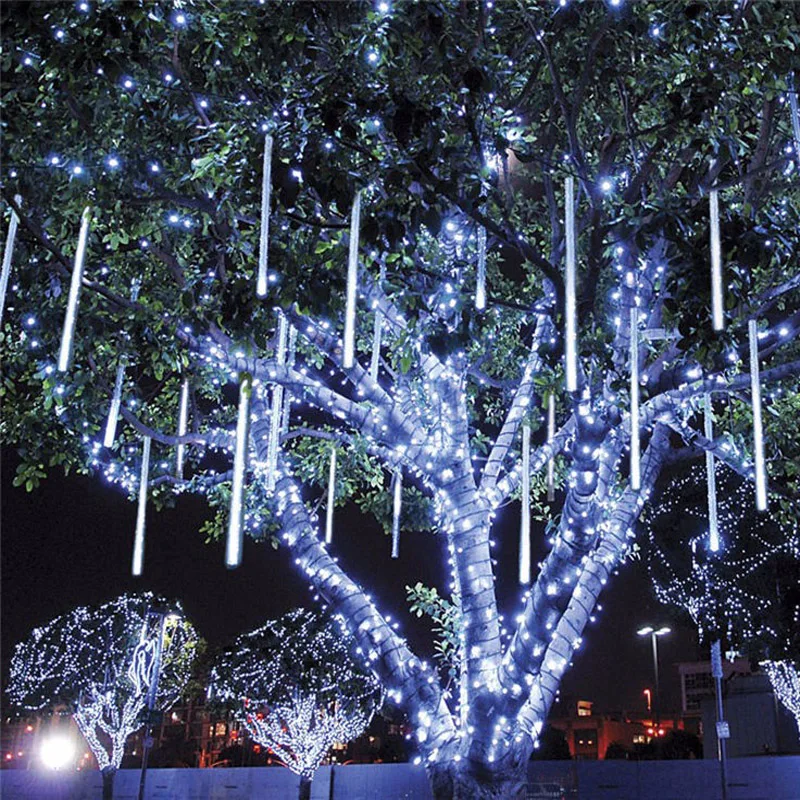 Cadena de luces LED para decoración de interiores y exteriores, decoración de fiesta de jardín, lluvia de meteoritos navideños, caída de lluvia