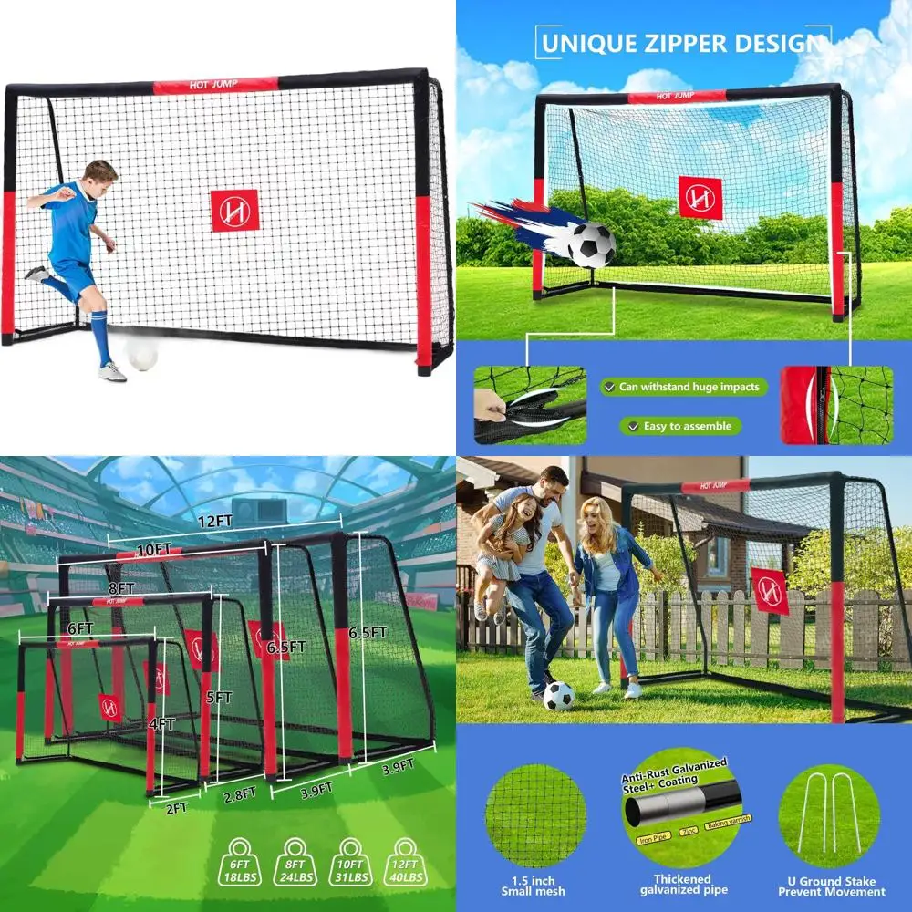 

Портативный металлический футбольный набор для детей 8-12 лет, всепогодные стойки с мягкой обивкой, простая сборка, сетка на молнии