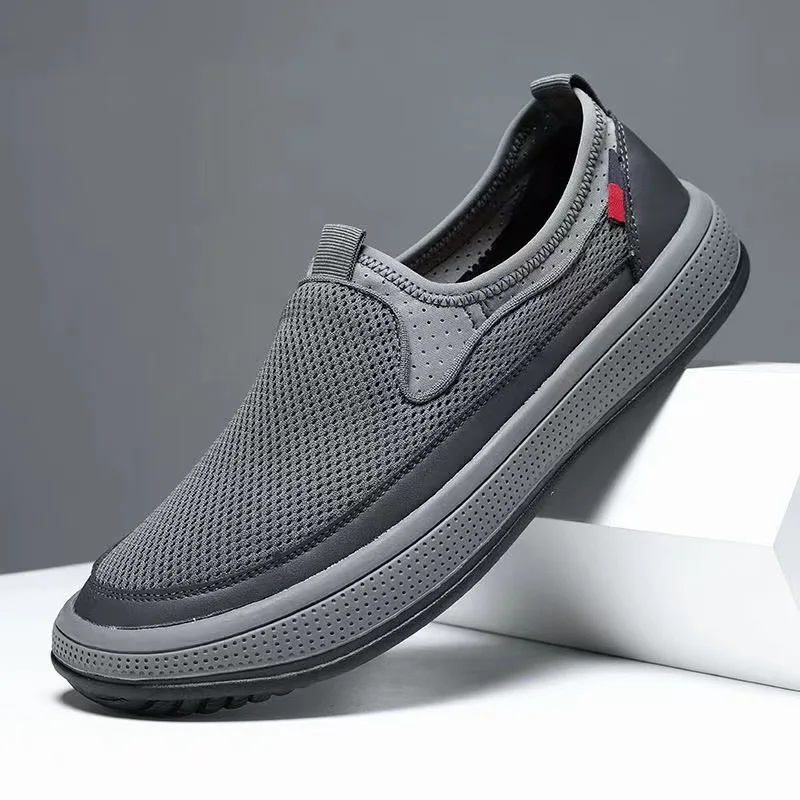 Mocassins de malha respirável masculino, tênis leves e macios, tênis casual, respirável, moda verão, venda quente