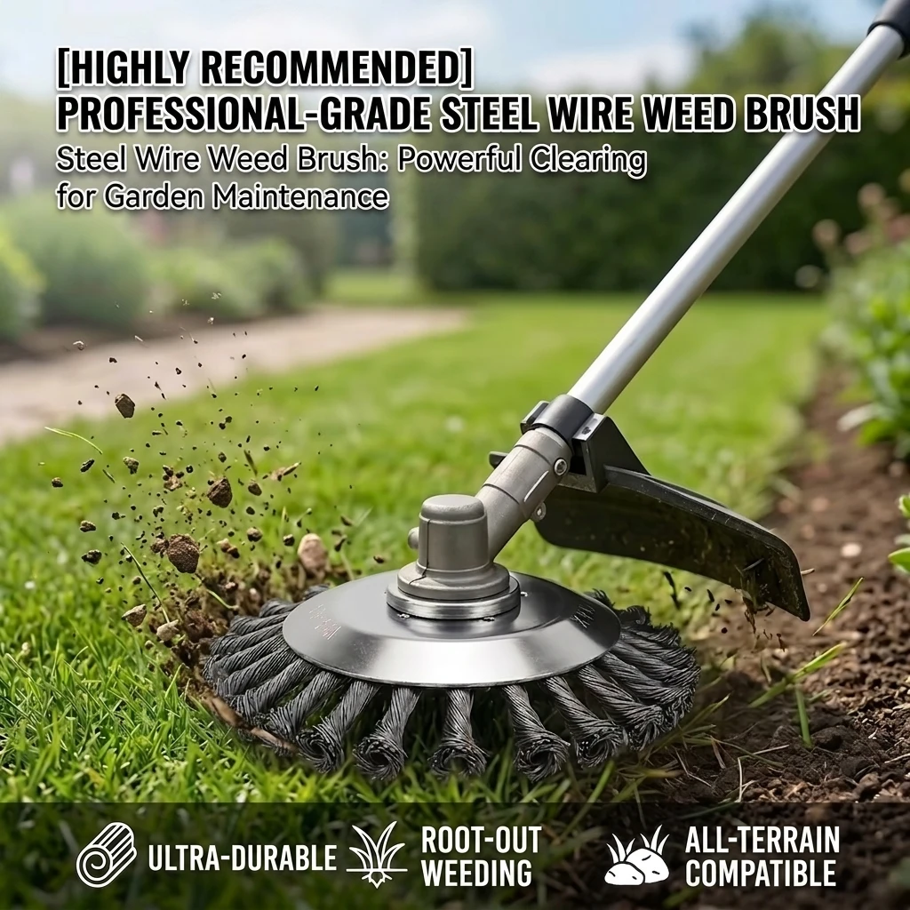 6 Inch Steel Wire Brush Cutter Head for Weed Trimmer Lawn Mower Grass Removal Heavy Duty Yard Tool with Mounting Hardware Kit