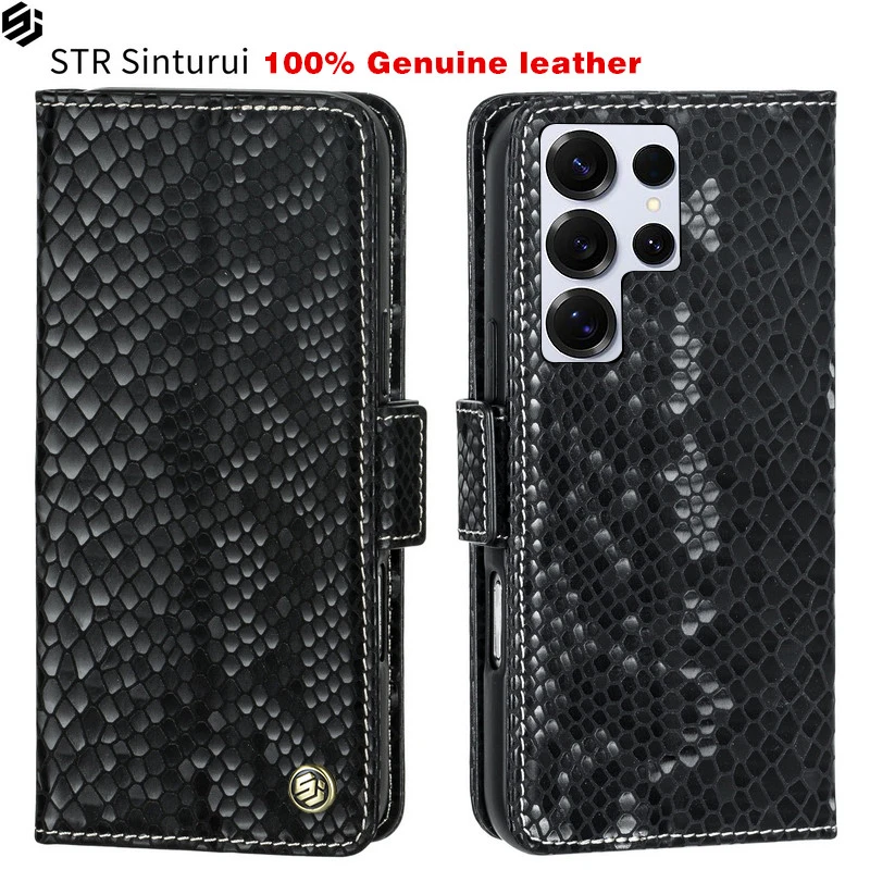 

Genuine relief leather Cover For Samsung Galaxy S24 S23 S22 Ultra S24+ S23+ S22+ FE Flip card Slot Wallet shockproof phone Case