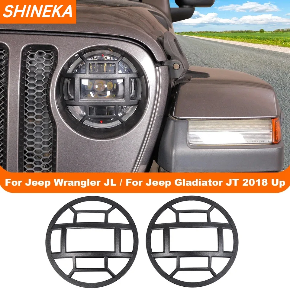 SHINEKA Lamp Hoods For Jeep Gladiator JT 2018+ Car Front Headlight Lamp Decoration Cover For Jeep Wrangler JL 2018+ Accessories