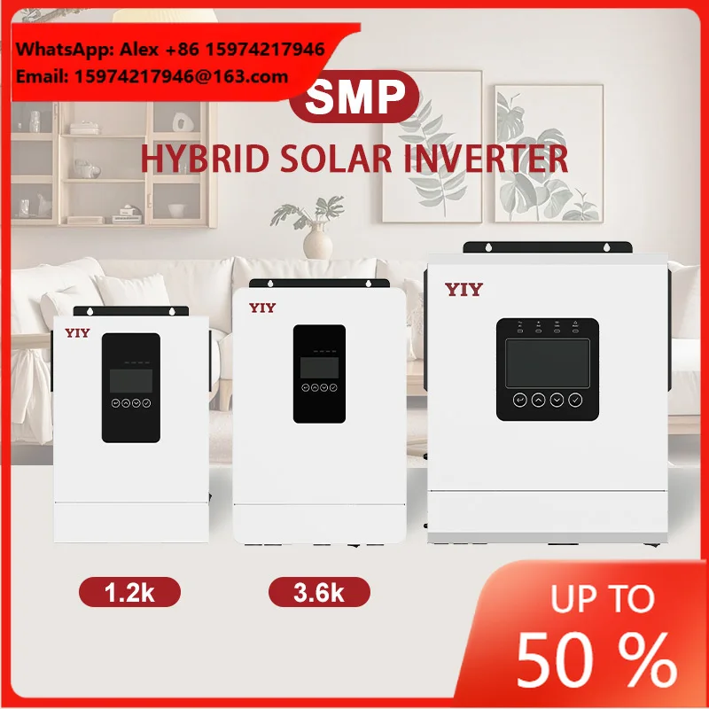IP21 Single Phase Hybrid Solar Inverter 3.6KW 1.2kw 5KW 6.2Kw 6kw 12/24/48V To 220V Off Grid Pure Sine Wave Pv Power Inverters