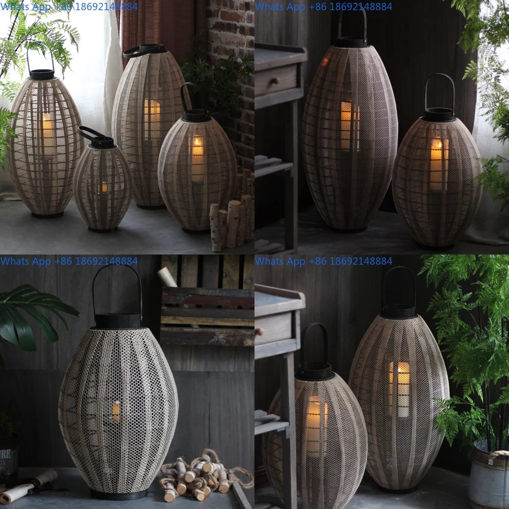 

Vintage large floor lantern wooden lamp for home hotel restaurant decoration