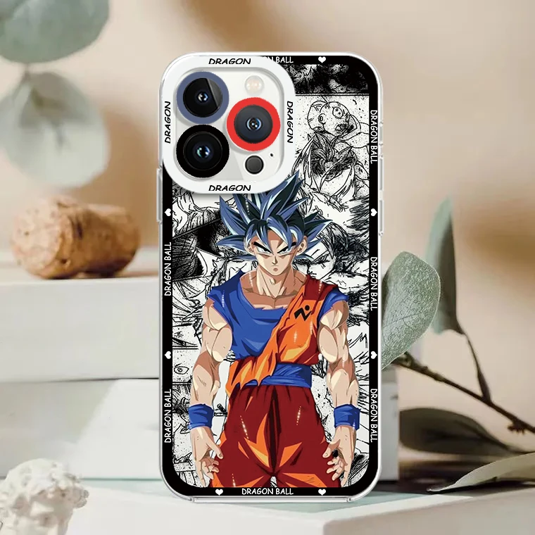 Art D-Dragon Ball Vegeta Goku Phone Case For iPhone 15 14 13 12 11 Mini XS XR X Pro MAX 8 7 Plus Angel Eyes Transparent Cover