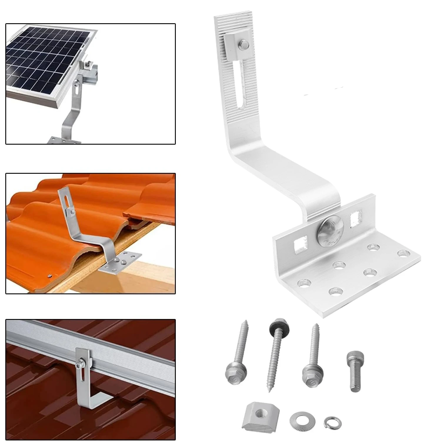 4/2Pcs Adjustable Roof Hooks for Solar Panels,Suitable for Tile Roofs, Flat Roofs, And Slate Sloped Roofs