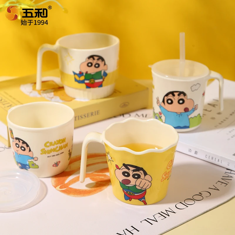 Für Crayon Shin-chan Babys Geschirr Verbrühungsschutz Teller Cartoon Reisschüssel Wasserbecher Niedliche Anime Ergänzende Futternäpfe