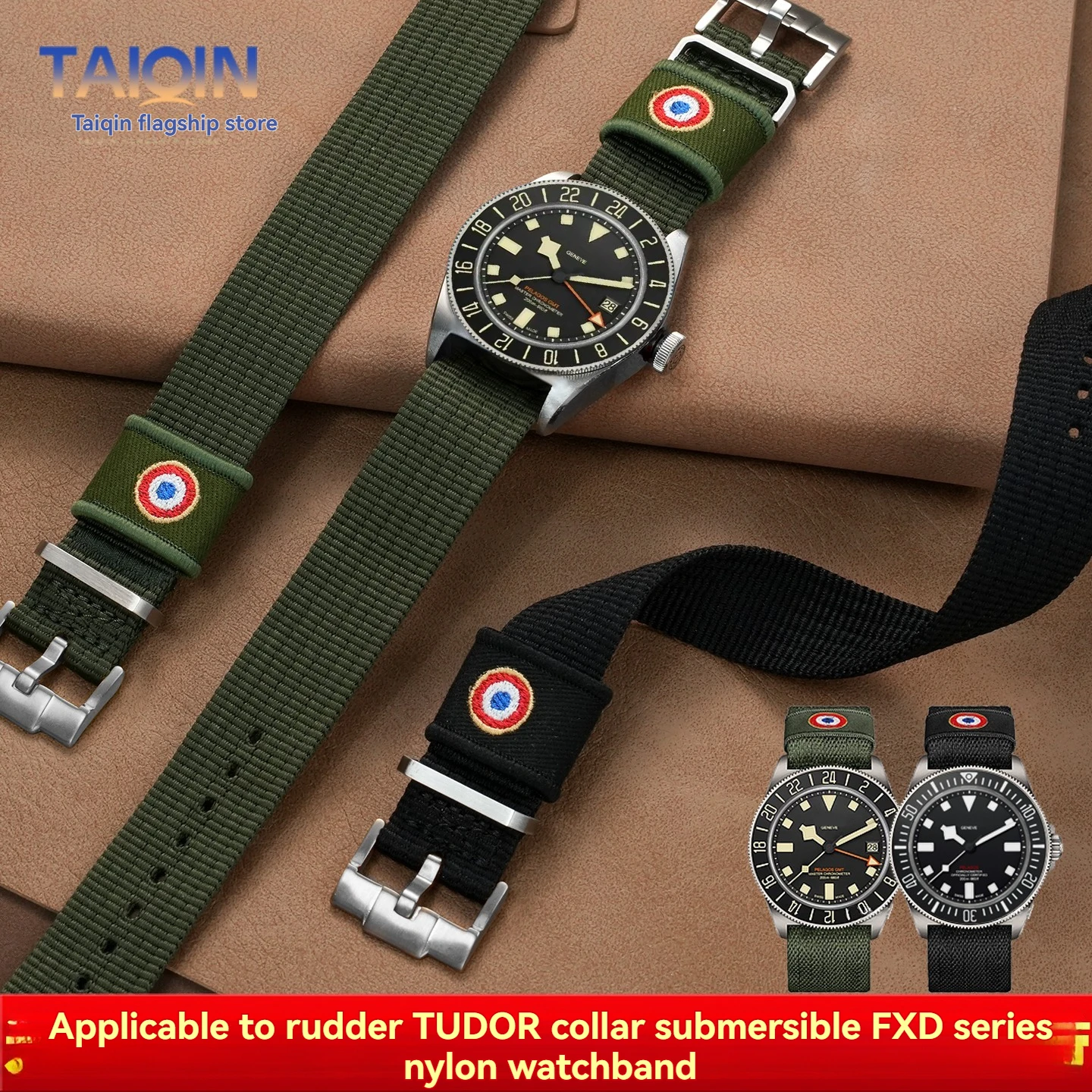 22mm High quality integrated nylon watchband For TUDOR collar hidden FXD M2542G247 /Biwan / 1958 series canvas strap