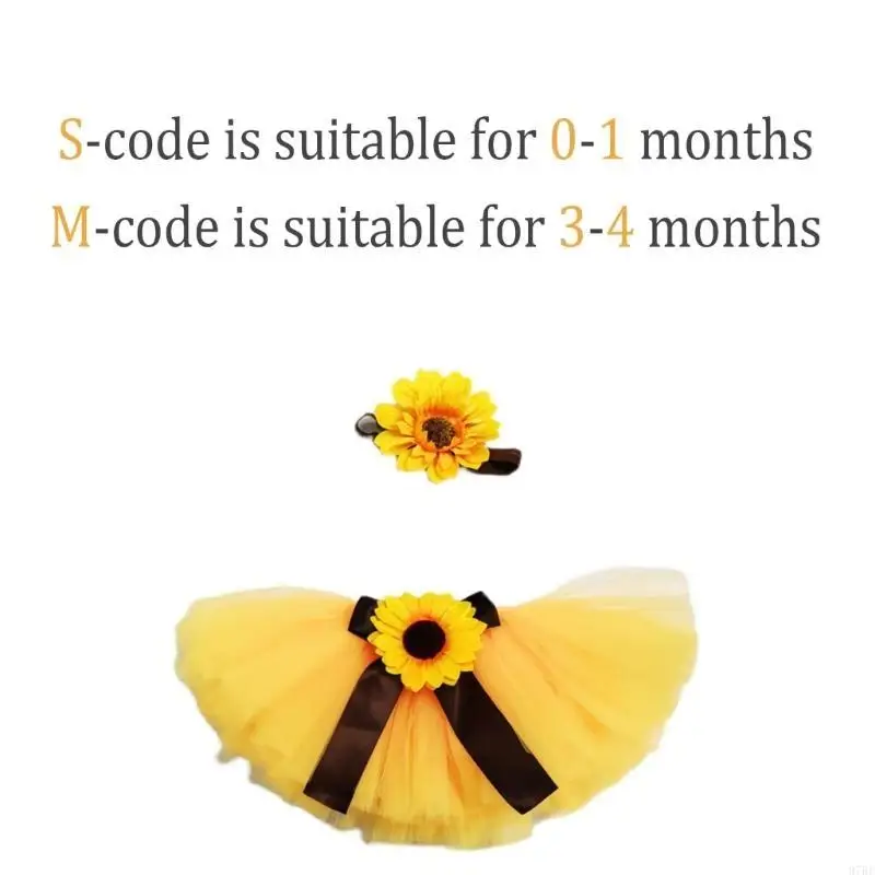 97BE – Costume photographie, vêtements avec bandeau tournesol jupe à nœud papillon, accessoires photographie, vêtements