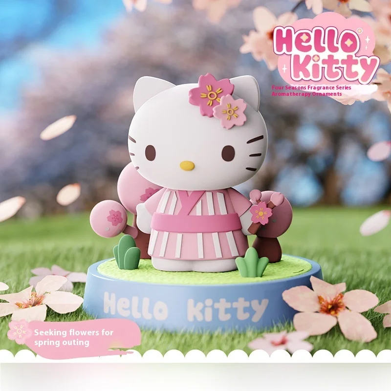 Miniso Hellokitty Collect Commemorative Figurines Cure Lovely Kawaii Auspicious Birthday Festival  Aromatherapy Car Figurines