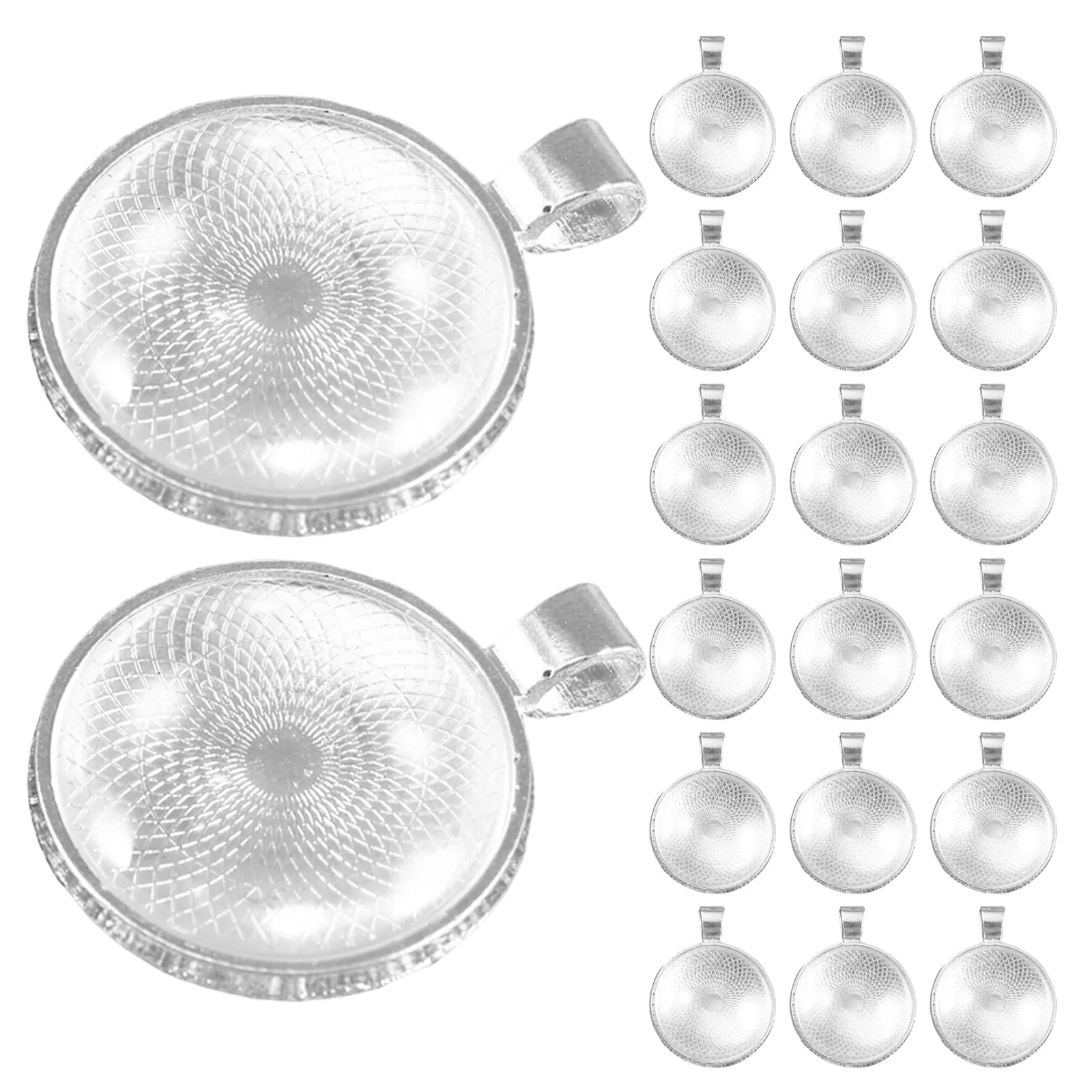 25Sets Round Bezel Pendant Trays Blank Alloy Jewelry Connectors Cabochon Base DIY Photo Charms Necklace Making