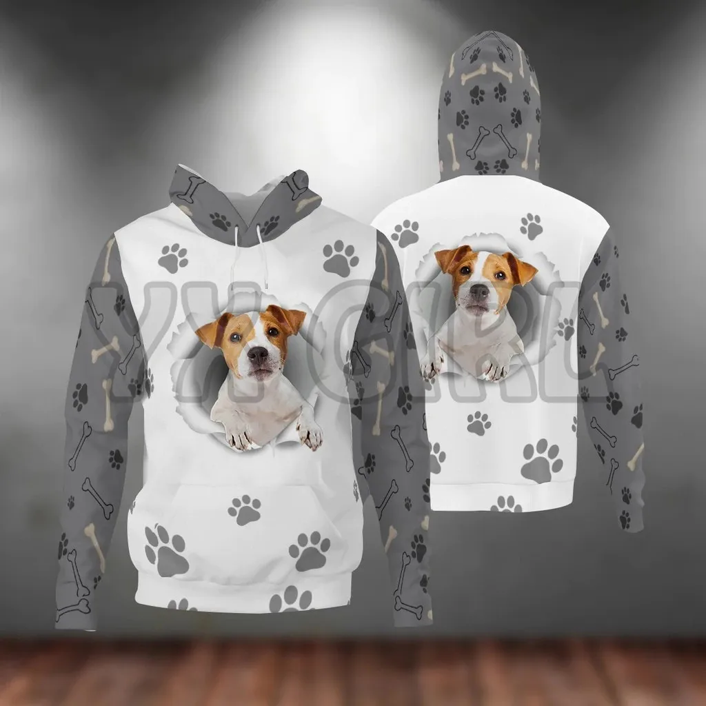 Chó Sục Jack Russell-Paw Chó 3D In Hình Khoác Hoodie Unisex Áo Thun Chú Chó Ngộ Nghĩnh Áo Hoodie Cổ Đường Phù Hợp Với Áo