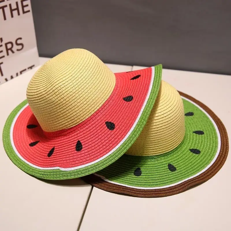 Women bucket hat панамы Watermelon fruit straw hat casual fashion basin hat sun protection hat 2023