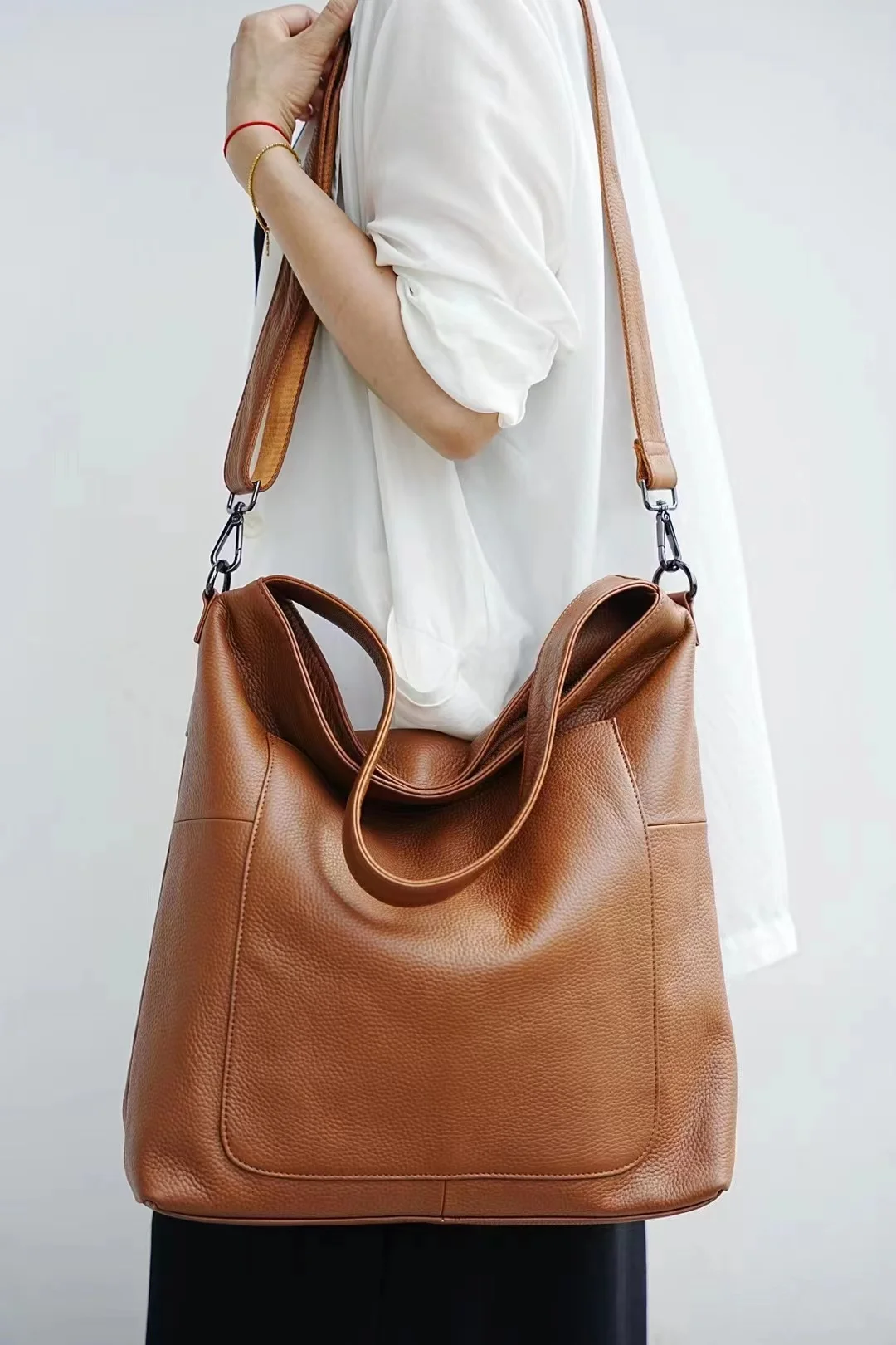 Simple Large Capacity Tote Bags For Women Luxury Handbags Female Genuine Leather Messenger Shoulder Crossbody Bag High Quality