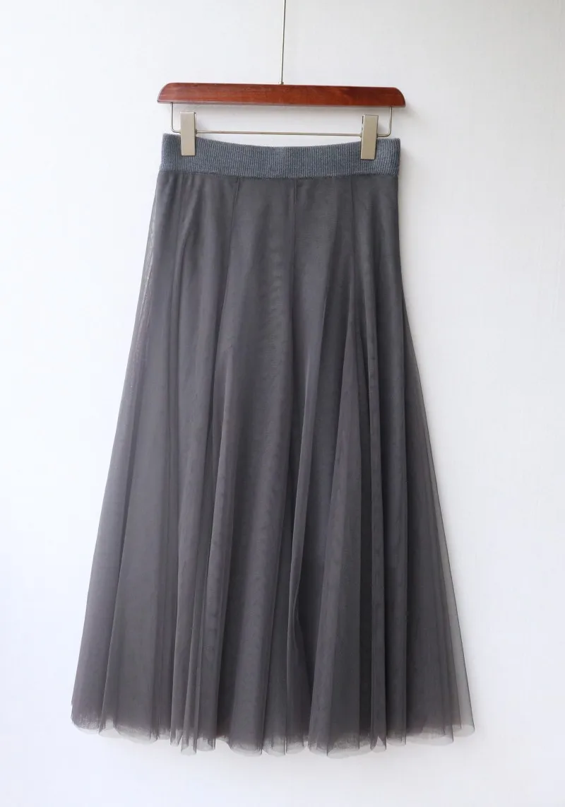 French Light Luxury and Elegant 100 Wool Three-layer Mesh Pleated Skirt Autumn and Winter Girlish Knee-length Wool Skirt