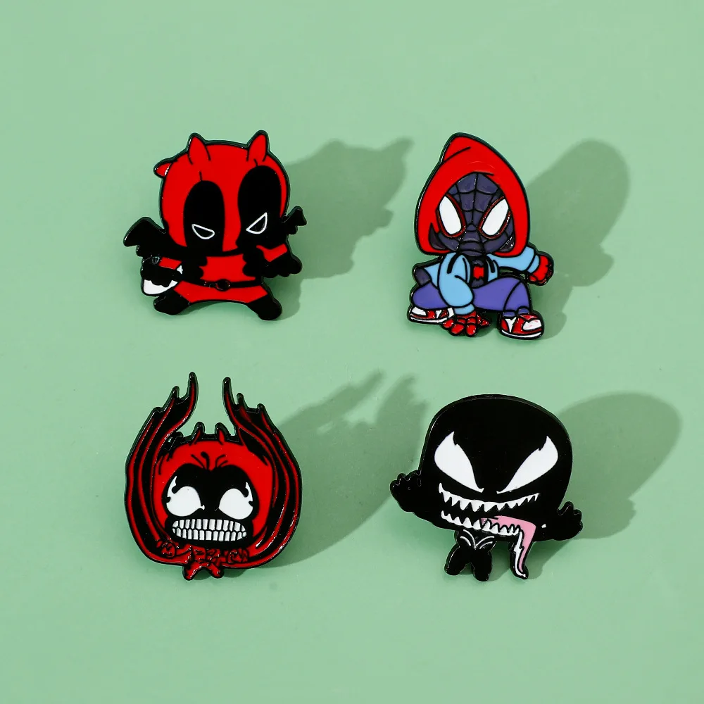 1 Set Venom Spiderman Enamel Pins Cartoon Super-hero Movies Spider Brooches Denim Jacket Pin Ladies Brooch Boys Gift for Friends