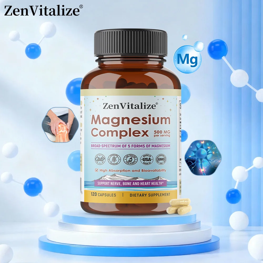 Magnesium Complex Supplement, for Deep Sleep & Stress Relief Aid, Muscle Relaxation & Nervous System