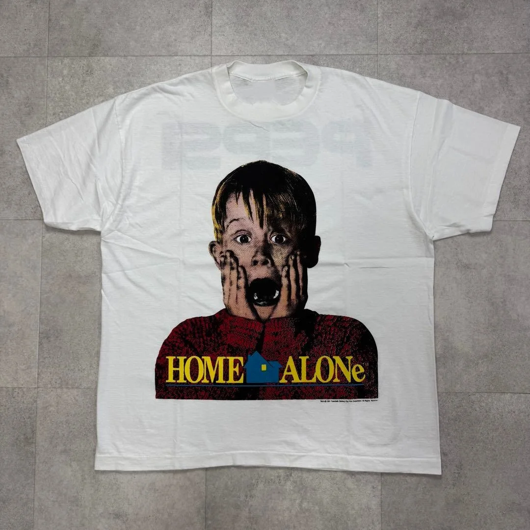Vintage 1990 Home Alone Movie Poster Promo Graphic T-Shirt Cotton Men Women Streetwear Tee