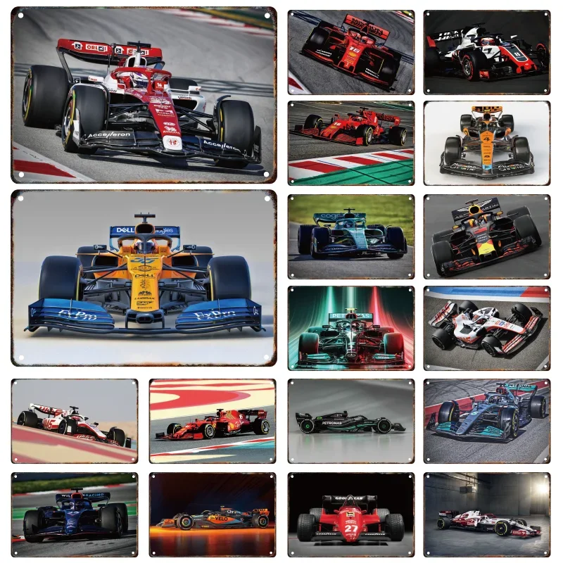 الفورمولا 1 سباق المعادن المشارك علامة الزخرفية القصدير اللوحة شعار اللوحة غرفة المعيشة المنزلي المرآب نادي جدار ديكور فني جدارية هدية