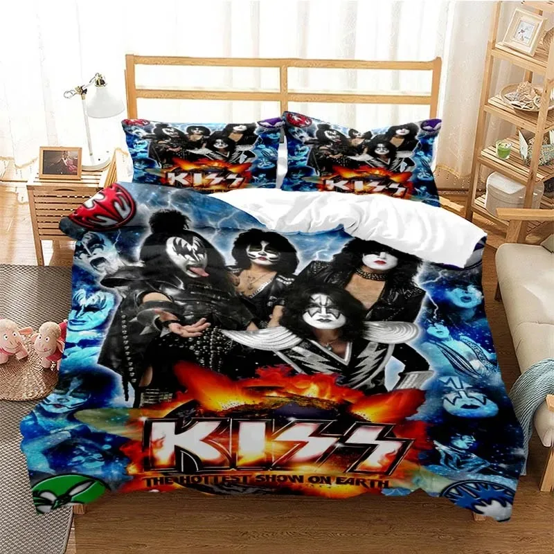 

Kiss Rock Band Bedding Set Boys Girls Twin Queen Size Duvet Cover Pillowcase Bed Kids Adult Fashion Home Textileextile